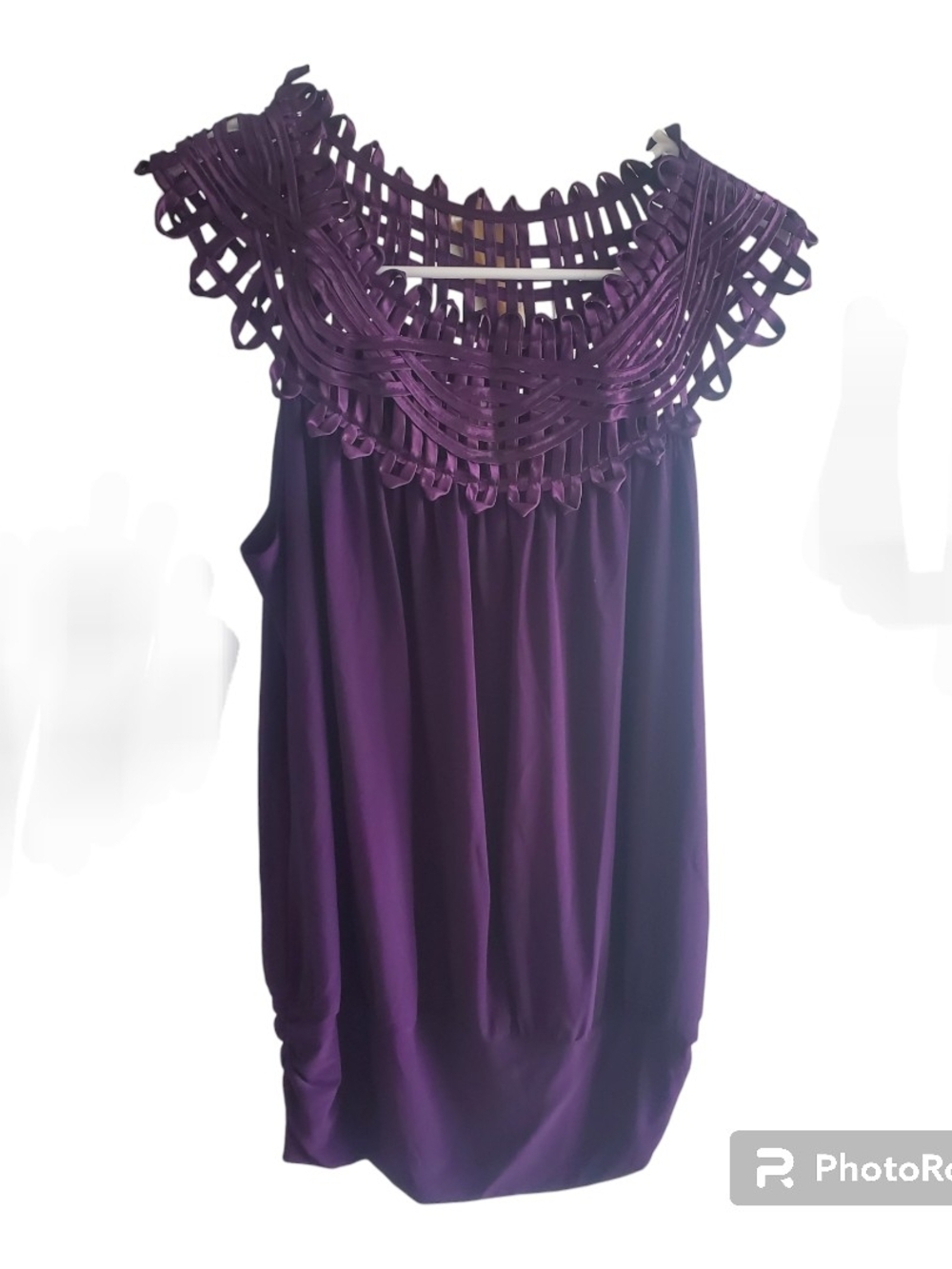 PerSeption Concept Purple Crochet Yoke Tank Top